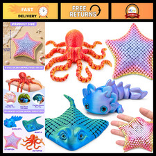 4 Pack Ocean Animal Toys - 3D Printed Articulated Fidget Sea Creatures Set