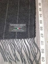GEOFFREY BEENE CASHME MEN'S SCARF STRIPE GRAY FRINGE MADE IN ITALY VINTAGE