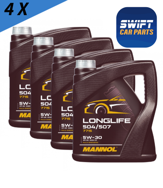 4 X Mannol Longlife 5W 30 504/507 C3 Engine Oil Fully Synthetic 7715 5L
