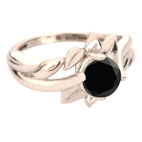 1.75Ct Round Shape Natural Black Diamond Solitaire Ring In 925 Sterling Silver - Picture 4 of 11