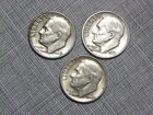 Roosevelt Dimes (Lot Of Three) : 1949 D, 1957 P, 1960 D.