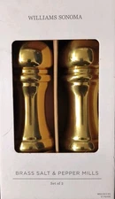 Williams Sonoma Brass Salt and Pepper Mill Set In Box