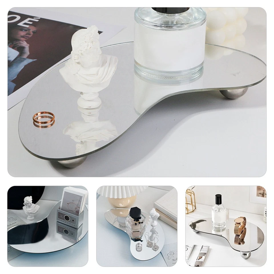 Unregelmäßiges Kosmetiktablett, Kosmetik-Schmucktablett, Spiegeloberfläche, - Bild 4 von 4