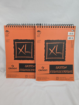 x2 Canson XL Paper Sketch Pad for Charcoal Pencil Pen Top Bound 50# 9x12 Orange