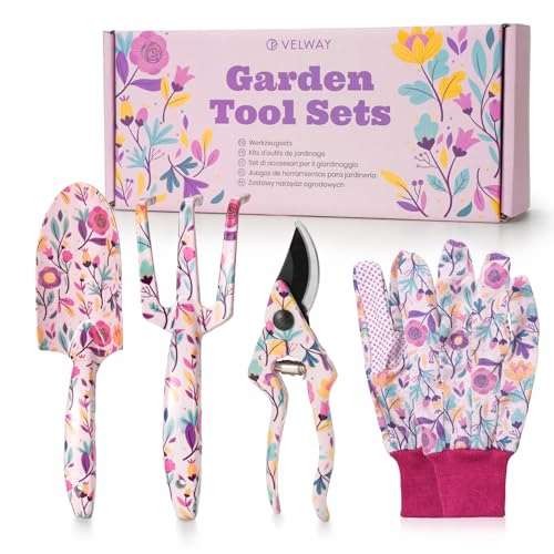 Velway 5-Piece Floral Print Tools with Gift Box Metal  Assorted sizes