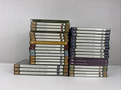 Lot: 12 Great Courses DVD Science Religion History Algebra (33 DVDs & 3 Books)
