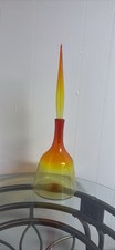 Blenko Glass 6122 M Decanter Tangerine Wayne Husted Flame Stopper