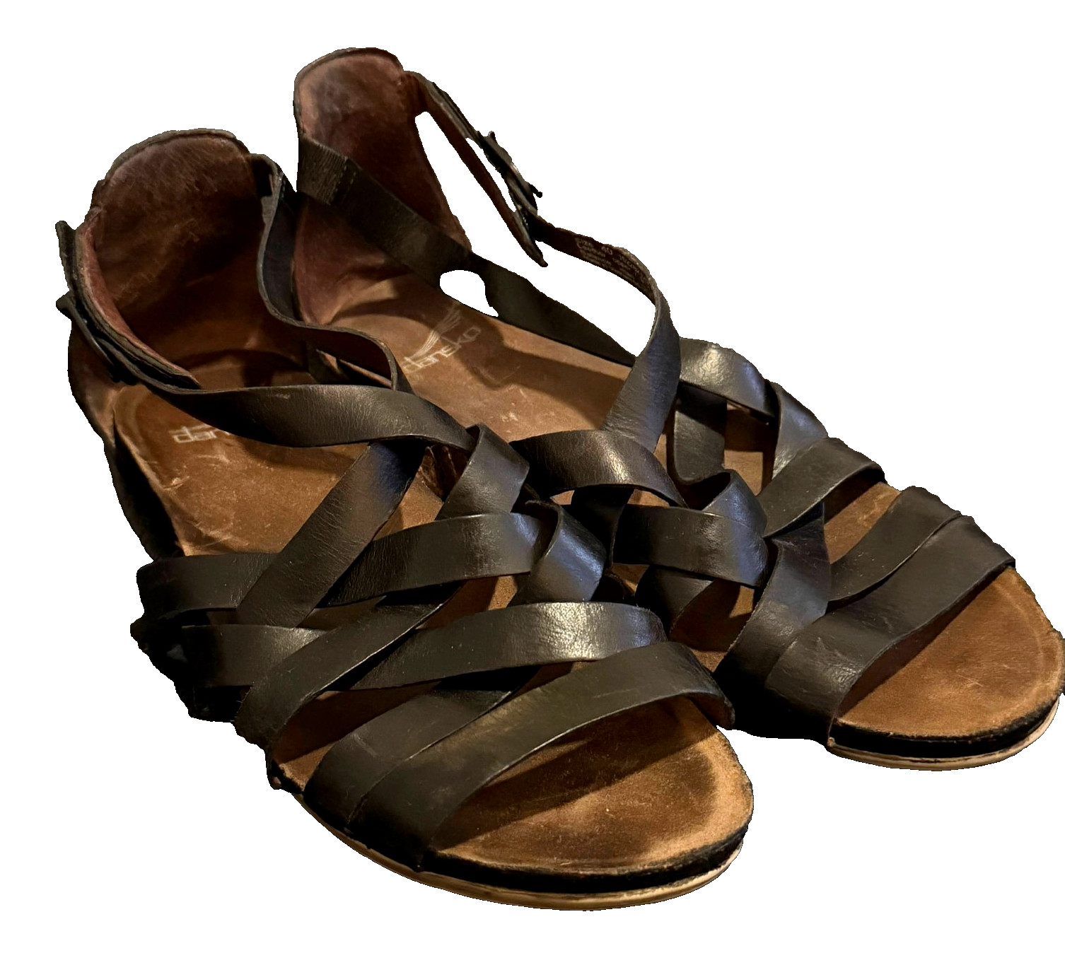 Dansko Black Leather Strappy Slingback Boho Gladiator Sandals Flats Womens 8 image 3