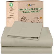 Soft 100 Organic Cotton Sheets Twin XL Size Set - Crisp Percale Sheets with ...