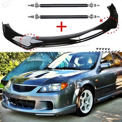 For Mazda Protege 323 Mazda3 Gloss Front Bumper Lip Splitter Spoiler Strut Rods