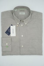 Eton Shirt Check Oxford Button-Down Beige Pockets Slim Fit Size 40 15 3/4 M