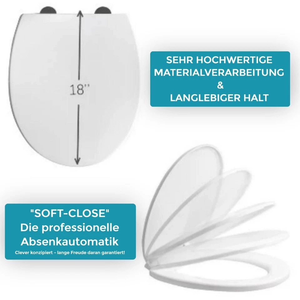 WC Sitz Premium Toilettendeckel Absenkautomatik Soft-Close WC Deckel Klodeckel - Bild 3 von 4