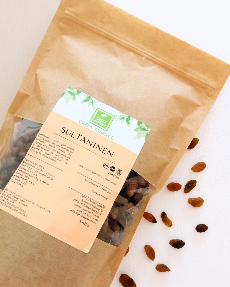 Sultaninen ungeschwefelt 1kg von der Grünen Essenz - Sultaninen zum Backen - Ros - Bild 3 von 4