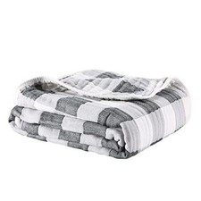Neutral Cotton Receiving Swaddle Blanket and Quilt for Girls and Grey,white