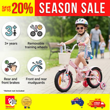 Kids Bike Children Bicycle for Girls  Removable Training Wheels Bicycle Basket