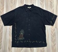 Tommy Bahama Men's Short Sleeve 100 Silk Shirt XL Pineapple Palm Trees Tropical