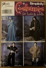 2002 Simplicity 5840 Teen/Adult 'Robe  Tunic Costume Pattern UNCUT