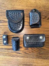 Lot Of 5 Safariland Dutyman basketweave Leather Case Key Silence Handcuff Light