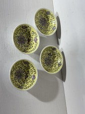 Vintage Chinese Famille Rose Yellow Dish Set Of 4