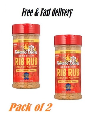 2 pack Famous Dave's Rib Rub Pork Seasoning, 5.5 oz