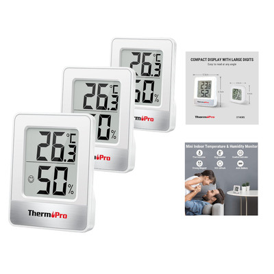 ThermoPro TP49W 3 Digit Hygrometer Temperatur Luftfeuchtigkeit Messgerät Smiley