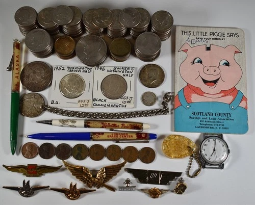 HUGE US SILVER & OLDER COIN & BULLION WATCH PEN & US AIRLINE COLLECTIBLE LOT