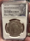 1921-S Morgan Silver Dollar NGC Brilliant Unc George T Morgan Beautiful