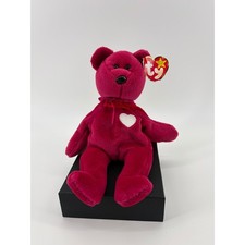 Ty Beanie Babies Valentina Bear 1999 Fuchsia Heart Red Cape Plush Toy