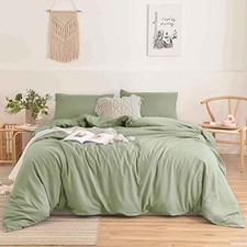 Duvet Cover Set,3pc 104x90 Luxury Microfiber Comforter Quilt King Sage Green