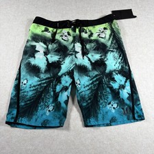 Hurley Board Shorts Mens 30 Neon Green Teal Floral Swim Trunks NWT