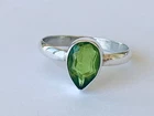 925 Sterling Silver Peridot Ring Gemstone Teardrop Pear Stack Ring , All Size