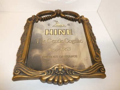 VTG Hine Cognac Bar Mirror Sign Framed Hennessy Scotch Advertising 18'' x 14''