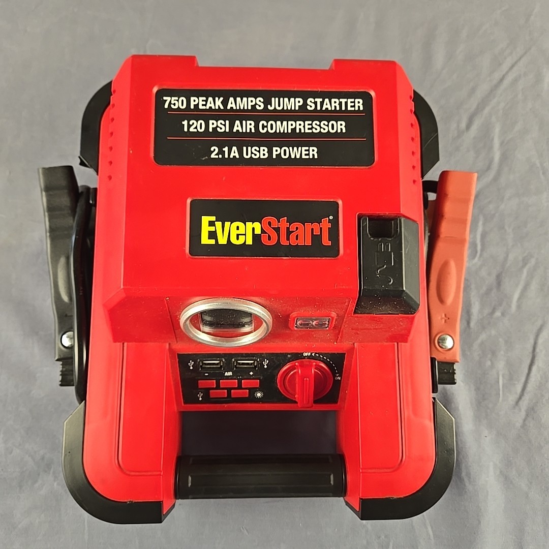 EverStart 750 Peak Amps Jump Starter with a built-in 120 PSI air compressor