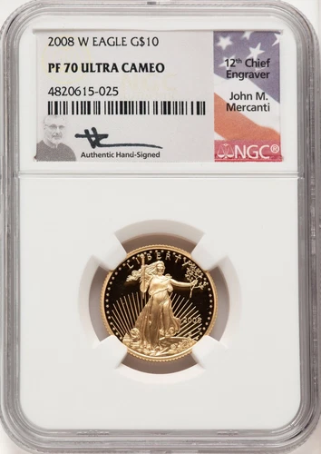 2008-W $10 Quarter-Ounce Gold Eagle John Mercanti NGC PF70