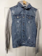 Rebel Star Denim Jacket Hoodie YOUTH Size L