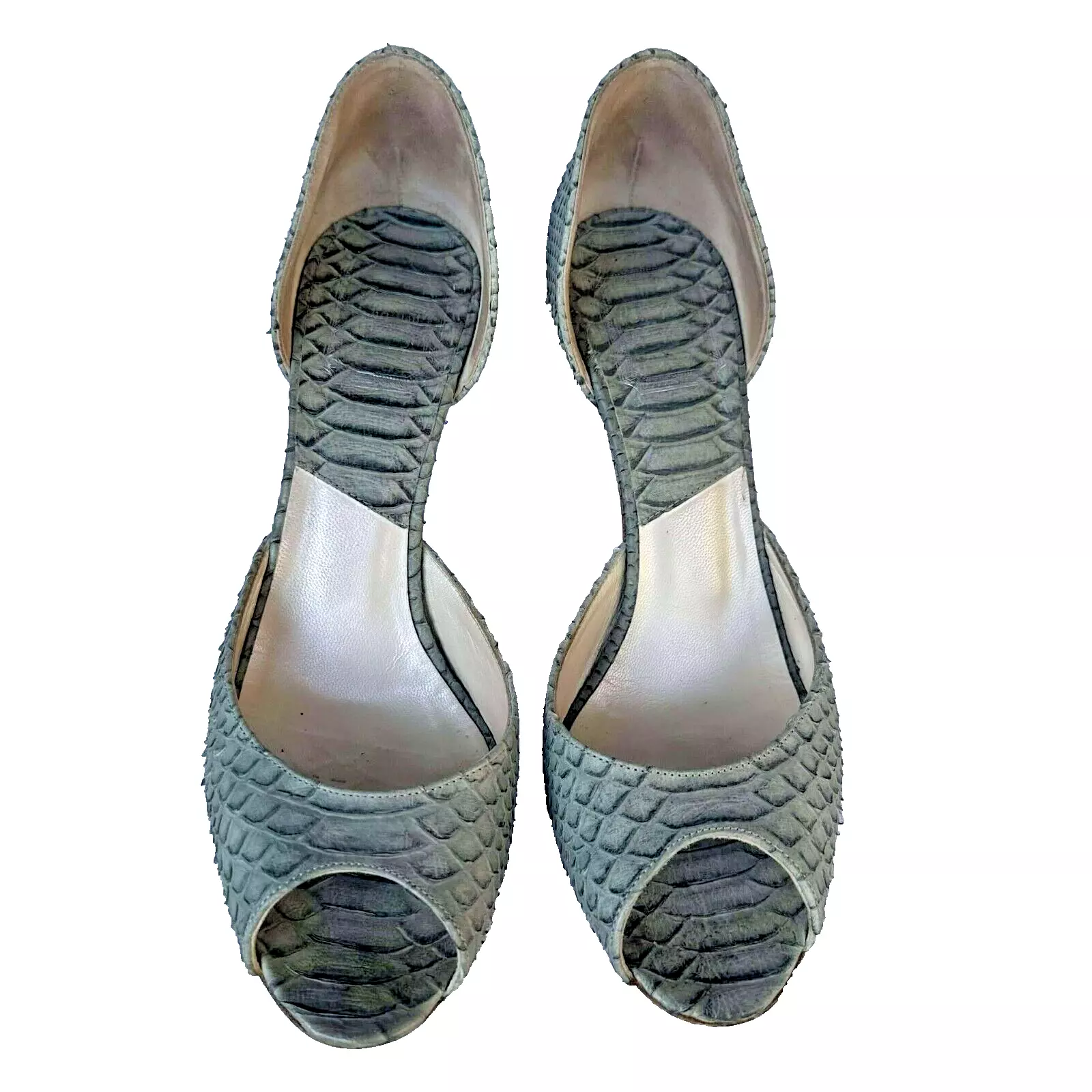 Escarpin à talons cuir peau de serpent vert sauge CHRISTIAN DIOR ITALIE TAILLE 36,5