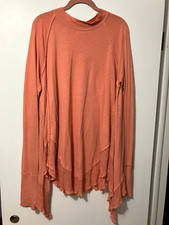 FREE PEOPLE Starlight Flowy Lagenlook Trapeze Tunic Tee M Thumb Holes FLAW