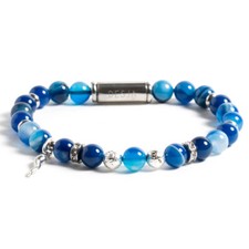 Bracciale Magnetico Agata Blu Lava Vulcanica Corno Argento 925 | Nyota Blue Desj