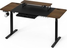 62-Inch Extra Large Electric Height Adjustable Standing Desk with Monitor Riser