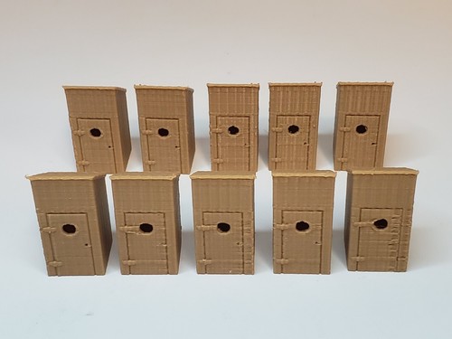 Set 10 pezzi - Outhouse - marrone chiaro - paesaggio ferroviario Old West scala 1:87 HO - Foto 1 di 13