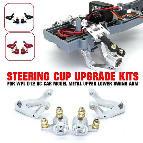 Metal Upper Lower Swing Arm Steering Cup Upgrade Kits For WPL D12 RC Car Model - Picture 3 of 18