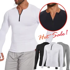 Men's Long Sleeve Compression Shirts Workout Quick Dry Base Layer Tops T-Shirt