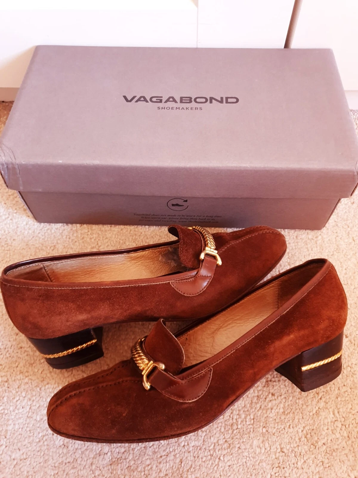 Chaussures de cour Gucci vintage années 60 cuir daim marron taille UK 3 EU 36B