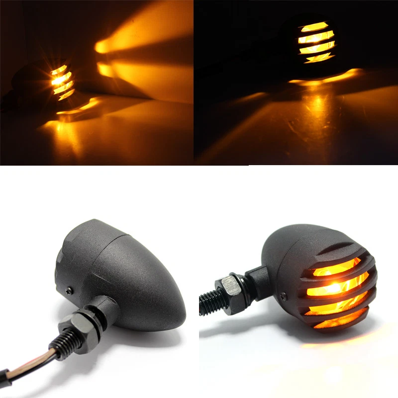 2X Señales de giro de bala de parrilla de motocicleta para Harley Café Racer Bobber Chopper EE. UU. Foto 2 de 4