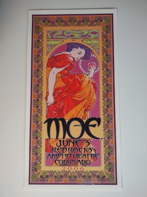 Moe at Red Rocks Art Nouveau Concert Poster Signed Bob Masse 11.5x21.5''