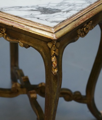 PAIR OF FRENCH CIRCA 1860 NAPOLEON III GOLD GILTWOOD MARBLE TOPPED SIDE TABLES - Picture 7 of 12