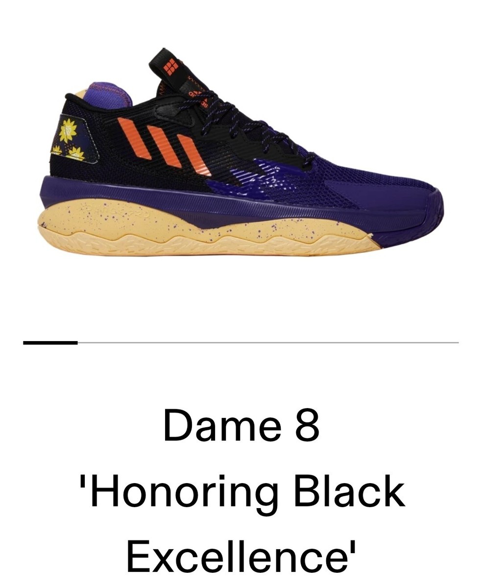 Adidas Dame 8 Basketball Sneakers Tennis Shoes Black Excellence Size 10.5 Men\'s Adidas Dame 8 Honoring Black Excellence Sneakers Tennis  main image 3