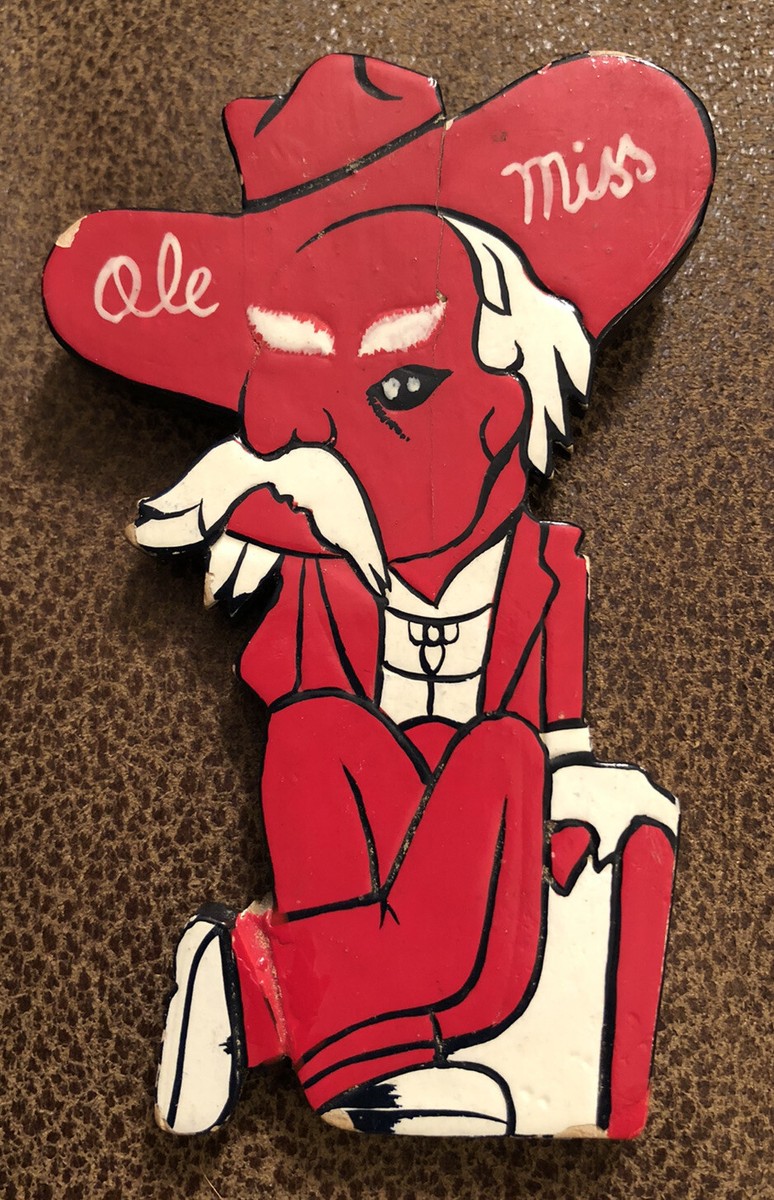 Vintage OLE MISS Rebels COLONEL COL REB Large Wood Pin - Rare | eBay