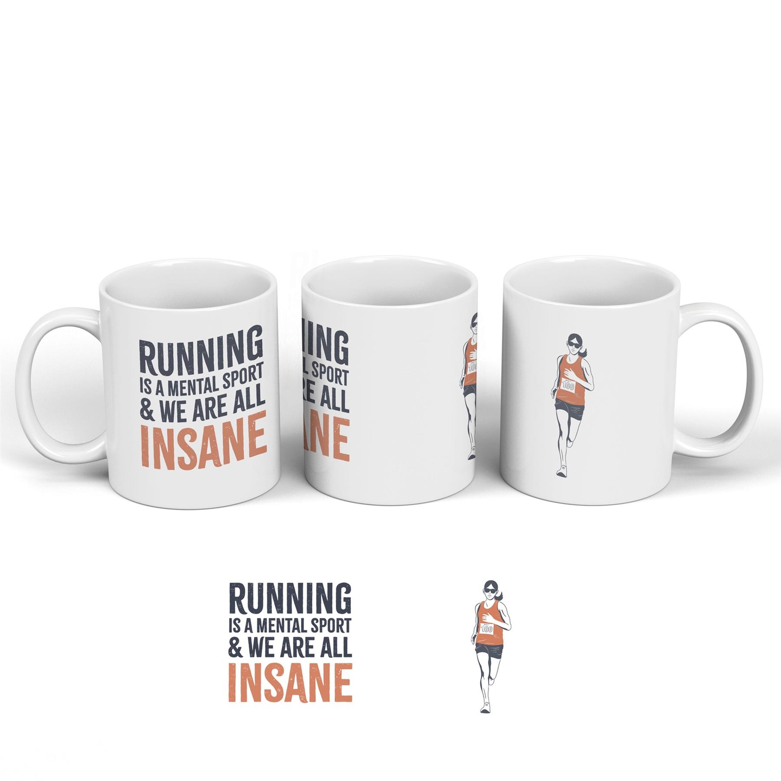 Jogging Mental Sport Humorous Hobby Typography Ceramic Classic Mug