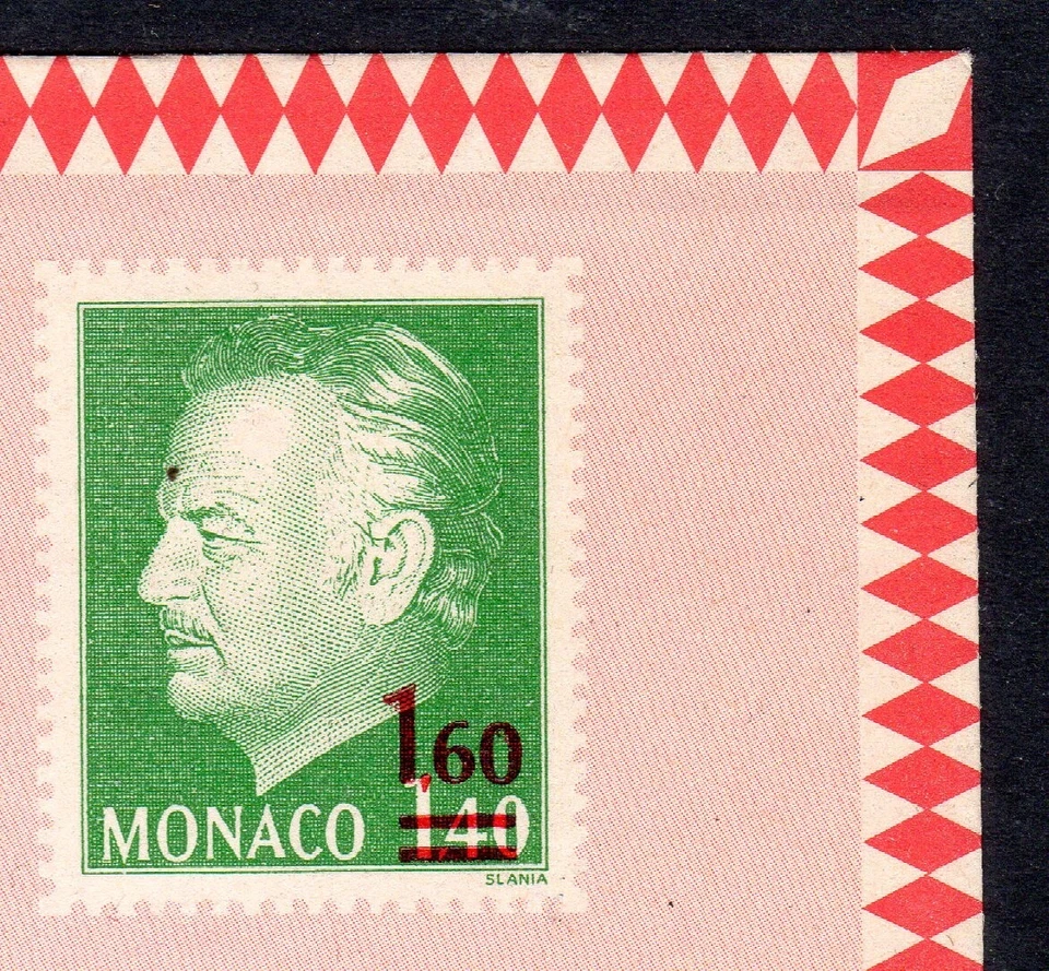 SLANIA GRABADO 1976 MÓNACO 1,60 FR SOBREIMPRESIÓN AEROGRAMA PRÍNCIPE RAINIER COMO NUEVO Foto 2 de 3